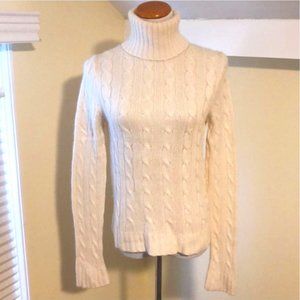 Vintage, oversized, J Crew fisherman cable knit cream sweater - size x-large